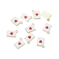 Pendentifs carte as de cœur dorés avec finition émail blanc pour bijoux - As de Cœur / Lot de 10 / Rouge