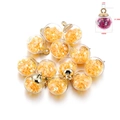DIY 16mm glass ball pendant with yellow and purple sequins for jewelry making - 10 Pieces Pack / Yellow Star