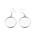 Silver stainless steel round hoop earrings with simple hook design for jewelry making - 25mm (10 Pieces/Pack)