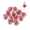 16mm glass globe star pendant with red sequins and gold cap for DIY jewelry making - Star Sequin Style / 10 Pieces Pack / Dark Red
