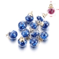 16mm transparent glass star pendant with blue sequins and gold loop for jewelry DIY - 10 Pieces Pack / Blue Star