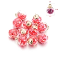 DIY rose red sequin star glass ball pendant with gold metal cap for jewelry making - 10 Pieces Pack / Red Star