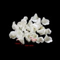 Detail of 15mm pearl white rose flower beads showing precise size and hole measurements - 1120 Calla Lily