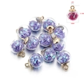 Purple and blue star sequin glass globe pendant with gold cap and size markings - 10 Pieces Pack / Purple Star