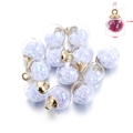 Transparent 16mm glass ball charm with purple star sequins and gold metal loop hook - 10 Pieces Pack / Light Purple Star