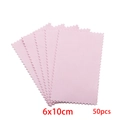Pink 6x10cm jewelry cleaning cloths 50pcs set with zigzag edges for silver care - Large Style / Pink