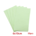 50-pack light green microfiber jewelry cleaning cloths with serrated edges, 6x10cm size - Large Style / Green
