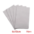 Bulk 50pcs grey microfiber polishing cloths for silver jewelry cleaning, size 6x10cm - Large Style / Light Gray