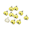 Macro-opname van gele lieveheersbeestje bedeltjes met gouden metalen texturen voor DIY-sieraden - 10 Stuks Verpakking / Geel