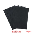 Set of 50 black jewelry cleaning cloths in 6x10cm size with zigzag edges for silver polishing - Large Style / Black