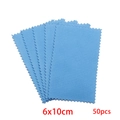 50-piece pack of blue microfiber silver cleaning cloths with serrated edges in 6x10cm size - Large Style / Dark Blue