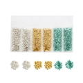 DIY craft glass crushed stones in gold, silver and cyan for epoxy resin filler set - 1 Pack (1-3mm, 30g) / Gold and Silver Series Type 2