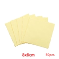 50 pieces of 8x8cm light yellow marble pattern jewelry cleaning cloths in square shape - Medium Style / Yellow
