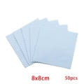 50pcs light blue microfiber jewelry cleaning cloths with 8x8cm zigzag edges set - Medium Style / Light Blue