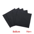 Set of 50 black 8x8cm microfiber jewelry cleaning cloths with zigzag edges - Medium Style / Black