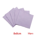 Pack of 50 pieces lavender 8x8cm jewelry cleaning cloths with scalloped edges - Medium Style / Purple