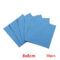 Set of 50 blue microfiber cleaning cloths with scalloped edges for jewelry care, 8x8cm - Medium Style / Dark Blue