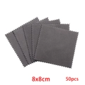50pcs grey microfiber silver cleaning cloths for jewelry and glasses maintenance, 8x8cm size - Medium Style / Dark Gray