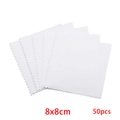 50pcs white microfiber jewelry cleaning cloths with 8x8cm jagged edges for silver care - Medium Style / White
