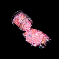 Gedetailleerd zicht op roze laser vlinder lovertjes en zeshoekige glitter voor nail art - Veelkleurige Vlinder