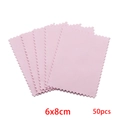 50 pieces of pink 6x8cm microfiber jewelry polishing cloths with serrated edges - Small Style / Pink