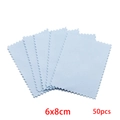 Set of 50 light blue 6x8cm microfiber jewelry cleaning cloths with serrated edges - Small Style / Light Blue