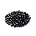Macro shot of black acrylic round alphabet beads with white letter B for DIY jewelry making - Black Round White Letter B / 100pcs Pack