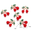 Roter Kirsch-Legierungsanhänger mit grünen Blättern für DIY-Schmuckherstellung - 3D-Kirsche / 10er Pack