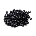 Makroaufnahme schwarzer runder Acrylperlen mit weißem Bindestrich für DIY-Schmuck - Black Round White Symbol Hyphen / 100er Pack