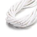 Macro detail of 6mm white polymer clay heishi beads for DIY handmade jewelry crafts - 6mm/40cm / White