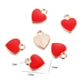 Roter Herz-Emaille-Anhänger mit Goldmetall-Rückseite und 2mm Öse für DIY Schmuck - Herz / 10er Pack