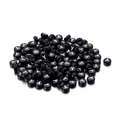 Nahaufnahme schwarzer runder Acrylperlen mit weißem Buchstaben Y für DIY-Schmuckherstellung - Black Round White Letter Y / 100er Pack