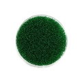 Vue macro de perles de rocaille en verre vert foncé transparent de 2mm dans un plateau - 1800 Pièces/Paquet (2mm/18g) / Vert clair