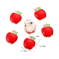 Roter Apfel-Emaille-Anhänger aus Legierung mit goldener Basis für DIY-Schmuckherstellung - Apfel / 10er Pack