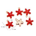 Seestern Anhänger aus roter Emaille und Goldlegierung für DIY Schmuckherstellung - Seestern / 10er Pack