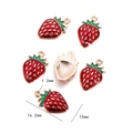 Rote Emaille-Erdbeere Anhänger aus Legierung für DIY-Schmuck mit goldfarbenen Kanten - Tiefrote Erdbeere / 10er Pack