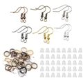 DIY jewelry making kit with 6-color metal ear hooks, jump rings and silicone backings - 300pcs / Multicolor