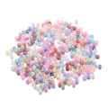 Mezcla de cuentas de vidrio macaron de 3mm para joyería DIY sobre fondo blanco liso - Multicolor