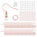 Rose gold DIY earring making kit with hooks jump rings and silicone backs set - 300pcs / Rose Gold