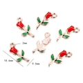 DIY Rosen-Anhänger mit rotem Emaille und goldener Legierung für die Schmuckherstellung - Kleine Rose / 10er Pack