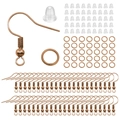 Rose gold DIY earring making set with fish hooks, jump rings and clear silicone backs - 300pcs / Copper