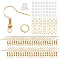 DIY earring hardware kit with gold fish hooks, jump rings and clear silicone backs - 300pcs / KC Gold