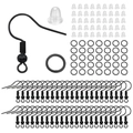 Detailed set of black metal earring hooks, jump rings, and silicone earring backings - 300pcs / Permanent Black