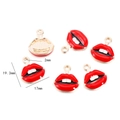6-teiliges Set aus roten Lippen-Anhängern aus Legierung für kreativen DIY-Schmuck - Rote Lippen mit Zähnen / 10er Pack