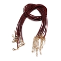 Detalle de collares de cordón de cera trenzado rojo oscuro con cierres de langosta oro - Burdeos
