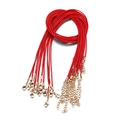 Collares de cordón de cera trenzado rojo con cierres de langosta dorados y cadenas - Rojo