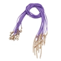 Detalle de cordón encerado morado para collar con cierre de langosta dorado y cadena - Púrpura