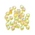 Iridescent heart-shaped acrylic beads with pearlescent finish for DIY jewelry crafting - Yellow