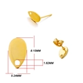 Clou d'oreille goutte en acier doré avec trou et dimensions pour bijoux DIY personnalisés - Larme / Lot de 10 / Or