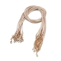 Detalle de cordones crema de 45cm con cierres dorados y cadena de extensión ajustable - Grosor: 1.5mm / Longitud de Cadena: 45+5cm / Albaricoque Oscuro